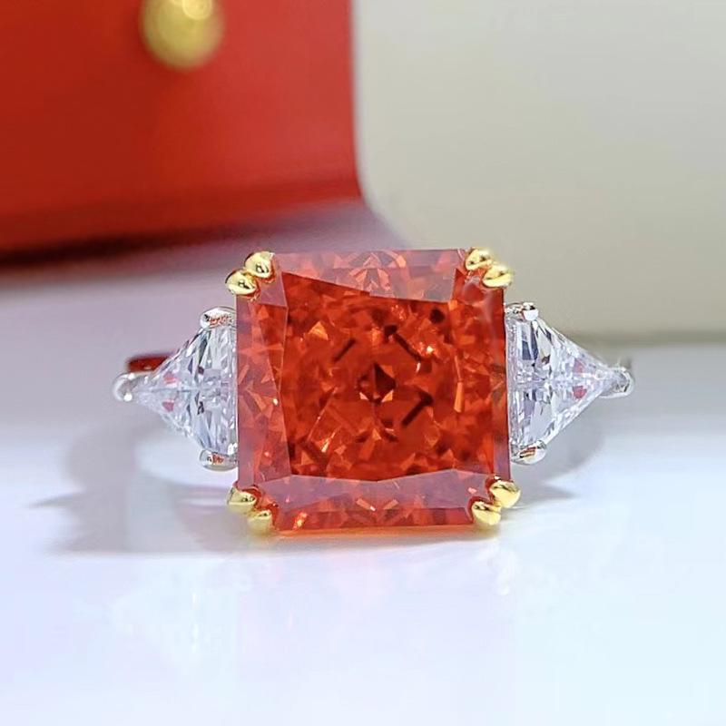 Luoxi Temple Padma Ice Flower Cut 925 Silver Ring with High Carbon Diamond for Women - European and American Minimalist Style