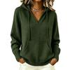 Women's Casual Color V-Neck Long Sleeve Hooded Top