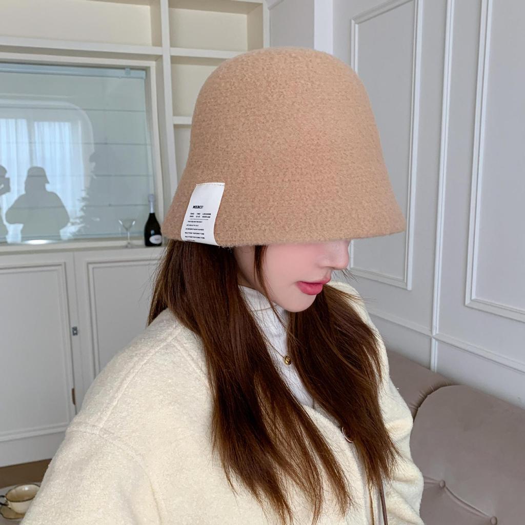 New Autumn and Winter Wool Fashion Hat for Women Outdoor Travel Fashion Korean Style Solid Color Simple Bucket Hat