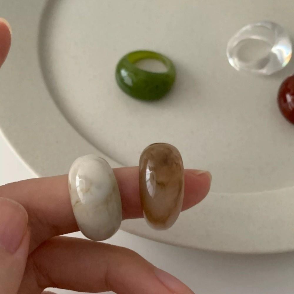 Chic Colorful Arc Wide Rings Transparent Jewelry Gift Fashion Geometric Irregular Ring  Women