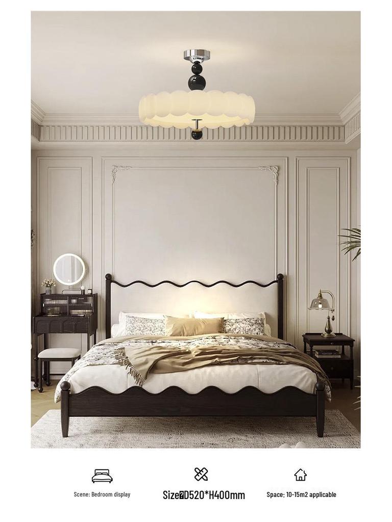 Retro French Cream Chandelier for Bedroom & Study - Creative Designer Full Spectrum Ceiling Light