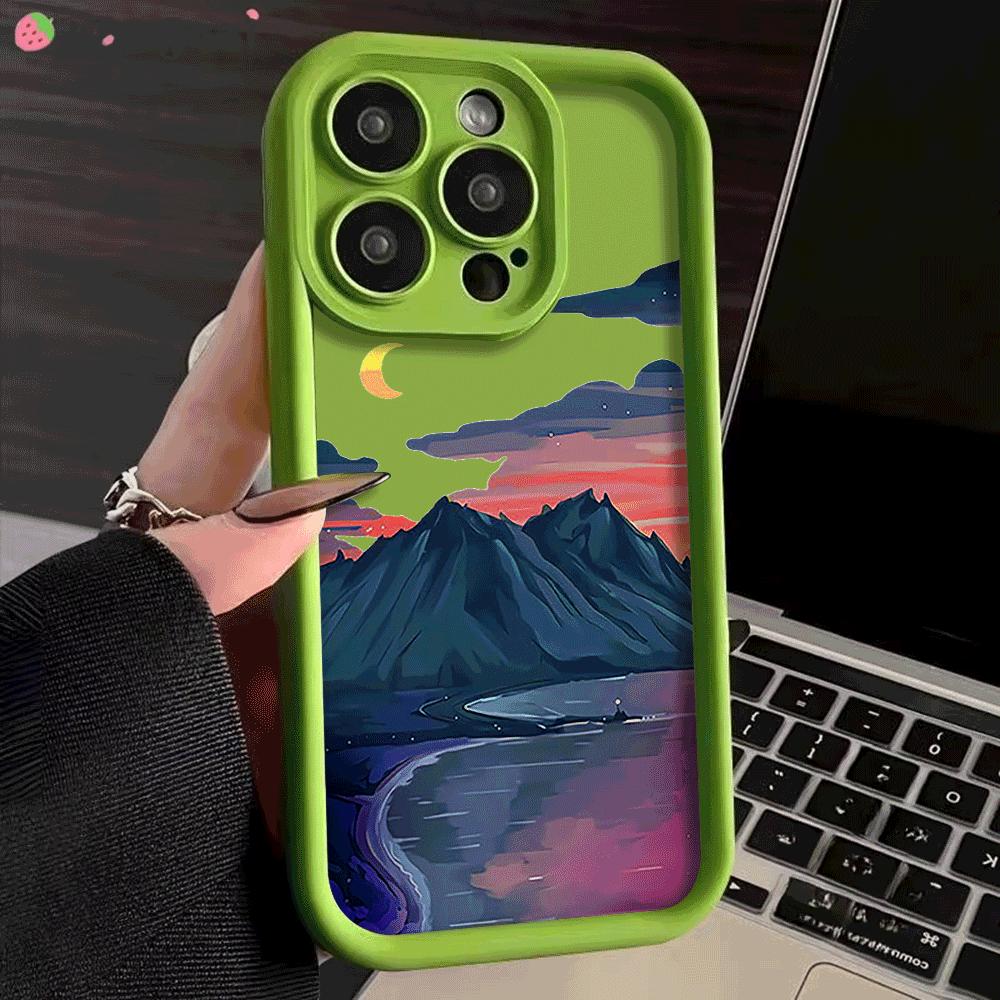 Phone Case for iPhone 16 15 14 13 12 11 Pro Max XS XR X Plus 12 13 Mini Cover Landscape Mountain Cloud Silicon Shockproof Cover