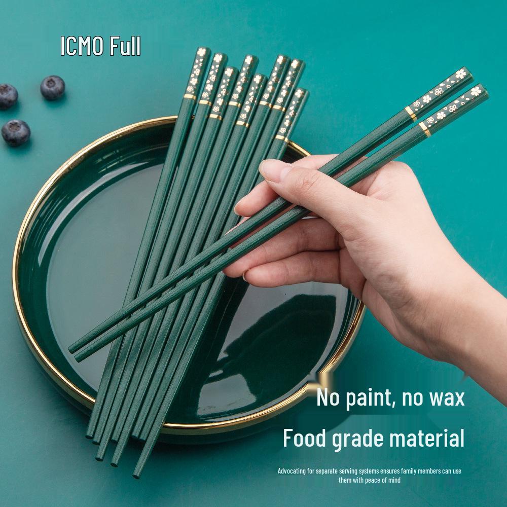 Nordic-Style Non-Slip Alloy Chopsticks - Japanese-Style Tableware for Home Kitchen (E18)