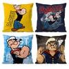Classic Anime P-Popeye Pillow Case Anti-Dustmite Pillowcase Invisible Zipper Silky Short Plush Sofa Cushion Cover
