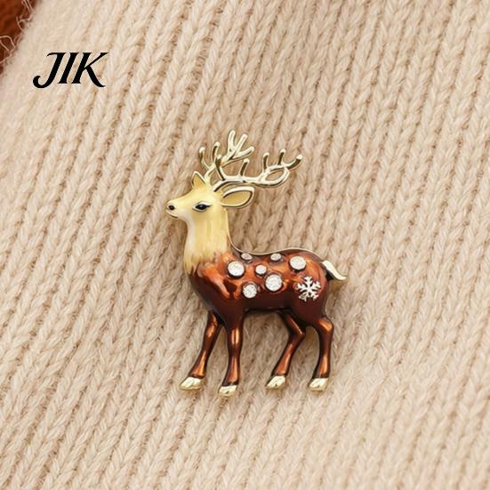 Alloy Lapel Pin Christmas Reindeer Brooch Pin, Rhinestone Elk Sweater Clothing Accessories Cardigan Coat Suits Accessories, Jewelry Gift for Xmas