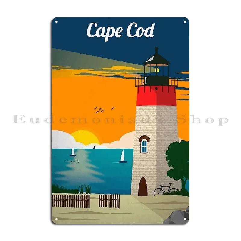 Vintage Cape Cod Travel Lighthouse Sunset Metal Sign Custom Garage Club Party Club Bar Wall Cave Tin Sign Poster