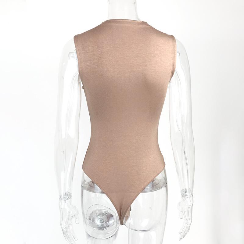 Women’s Sleeveless Mock Turtle Neck Bodysuit T-Shirt Soft Slim Fit Stretchy Layer Top Classic Jumpsuit