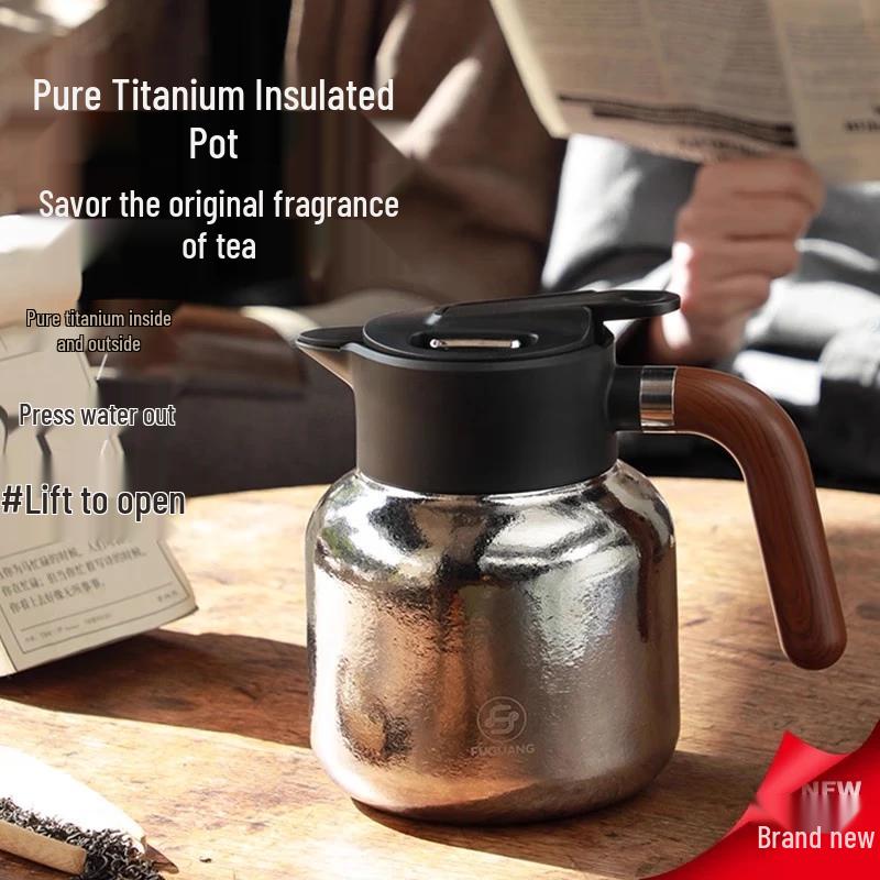 FUGUANG Pure Titanium Insulated Tea Pot with Separator, 1300ML