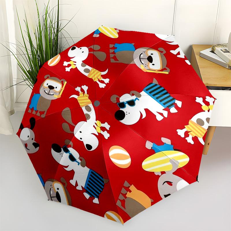 1pc Dogs Playing with Balls and Toys Umbrella with Plastic Handle,Vibrant Cartoon Pattern,Multi-functional UmbrellaB1962