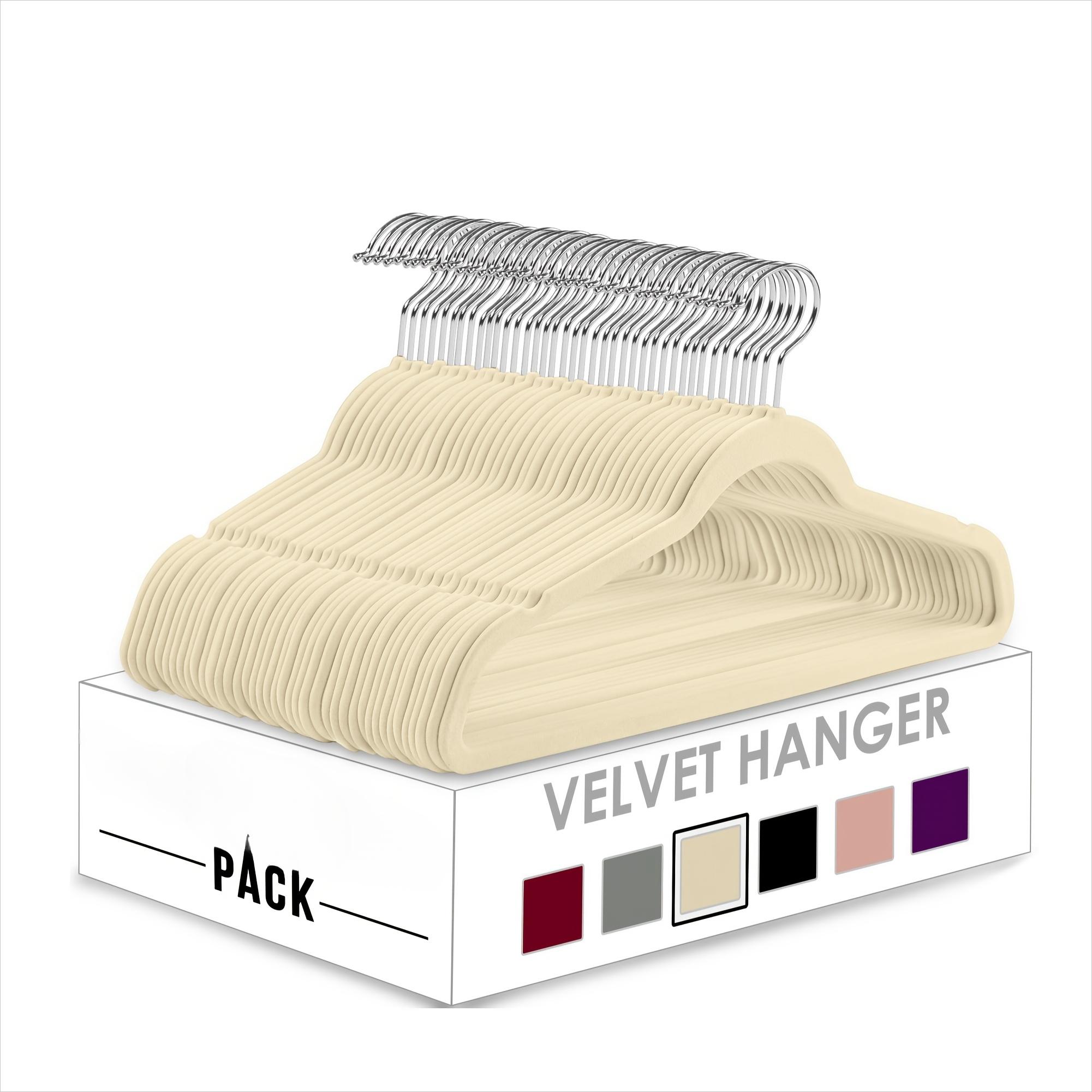 Вешалка для одежды Velvet 10 шт нескользящая вешалка прочная вешалка для пальто высококачественная вешалка с плотным креплением экономит место подходит для гардероба слоновая кость 1398₽