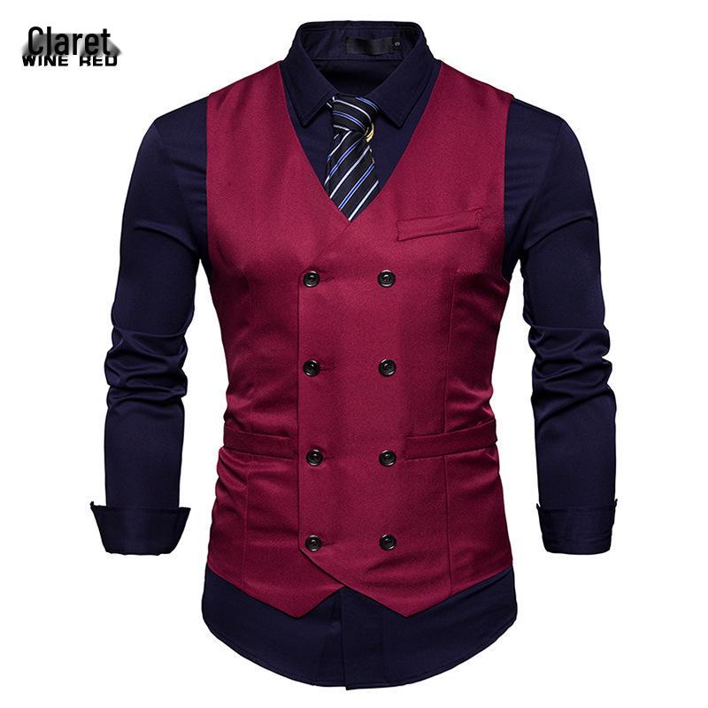 

Новая Мода Мужской Двубортный Повседневный Формальный Жилет M31 XL бордовый