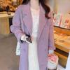 Manteau en laine violet luxueux de style coréen: Long, ample et épais pour l'automne/hiver