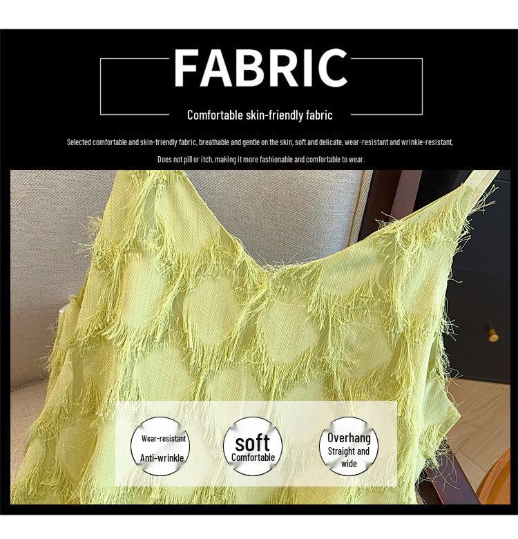 Plus Size Women's Spring/Summer 2025 Fringe Tank Dress & Knitted Cardigan Set