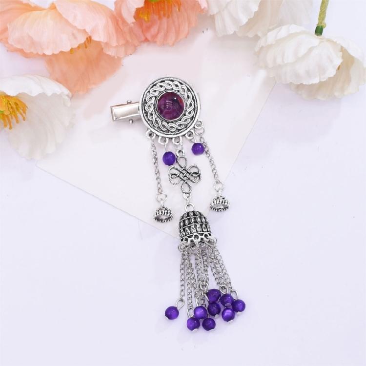 Exotic Hair Clip Side Clip with Tassels For Women Kazak Styles Hair Styling Accessory for Formal Event Costume Accessory
