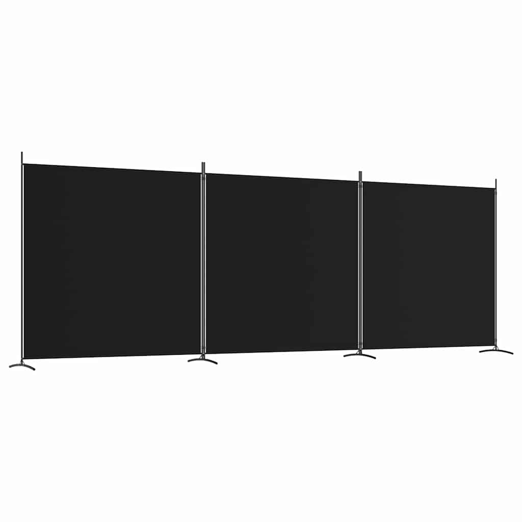 Vidaxl 3-Panel Room Divider, Black, 525X180 Cm, Fabric