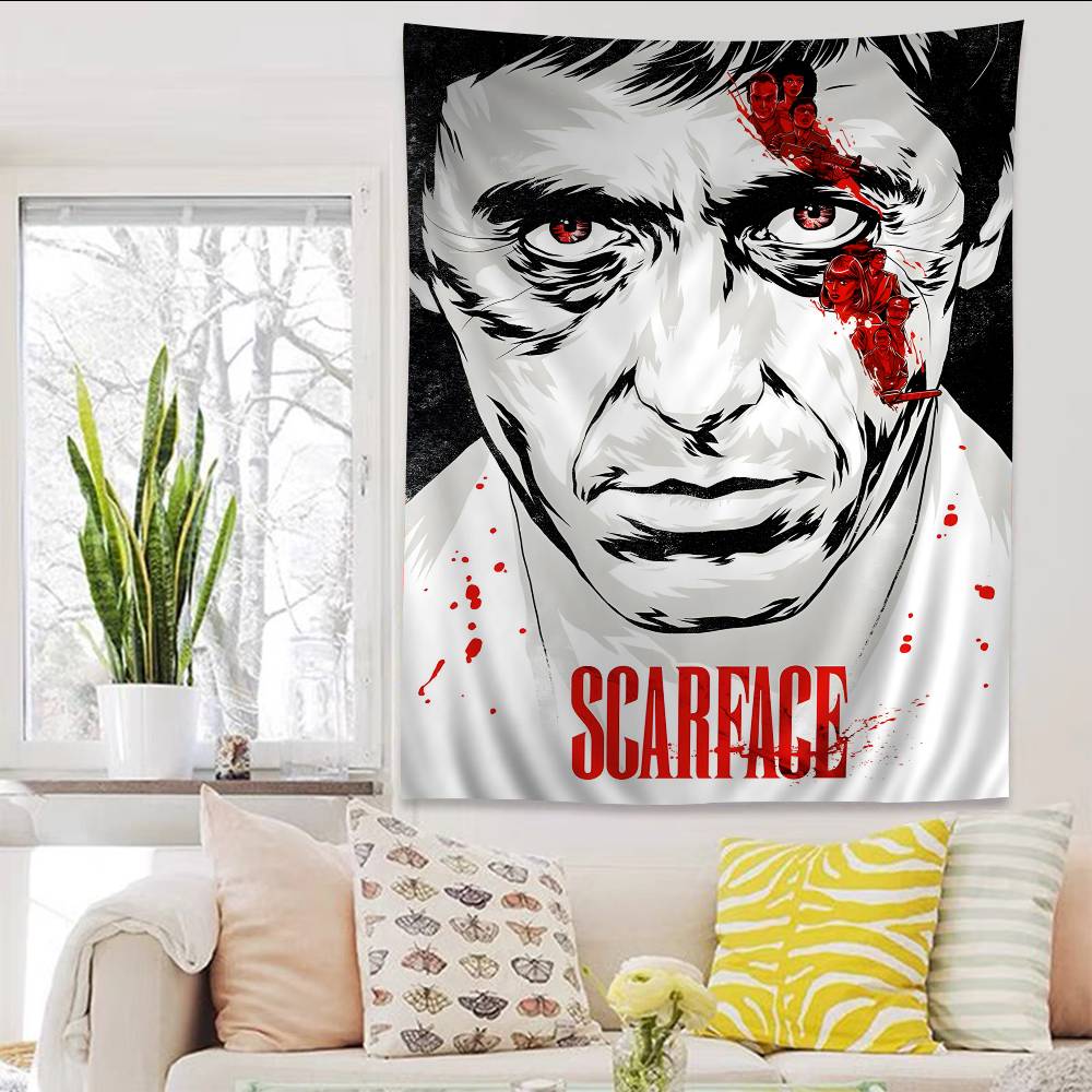 Movie SScarfaceS Cartoon Tapestry Art Science Fiction Room Home Decor Wall Hanging Sheets