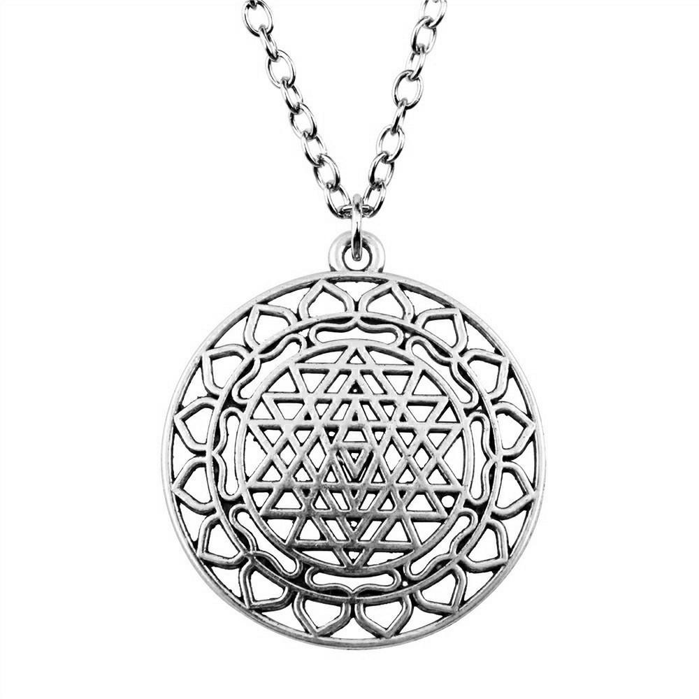 Blume des Lebens Heilige Geometrie Anhänger Antik Bronze Metall Jungen Halskette Trendiges Geschenk