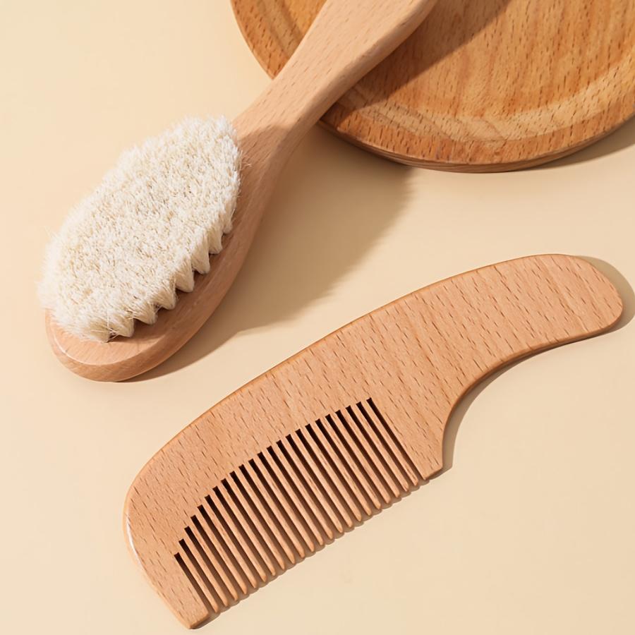 Set Pennello per Bambino - Pulizia Cuoio Capelluto Neonato Spazzola Morbida - Legno di Faggio Tagliaunghie per Bagnetto e Massaggio Forbicine per Unghie Lima per Unghie