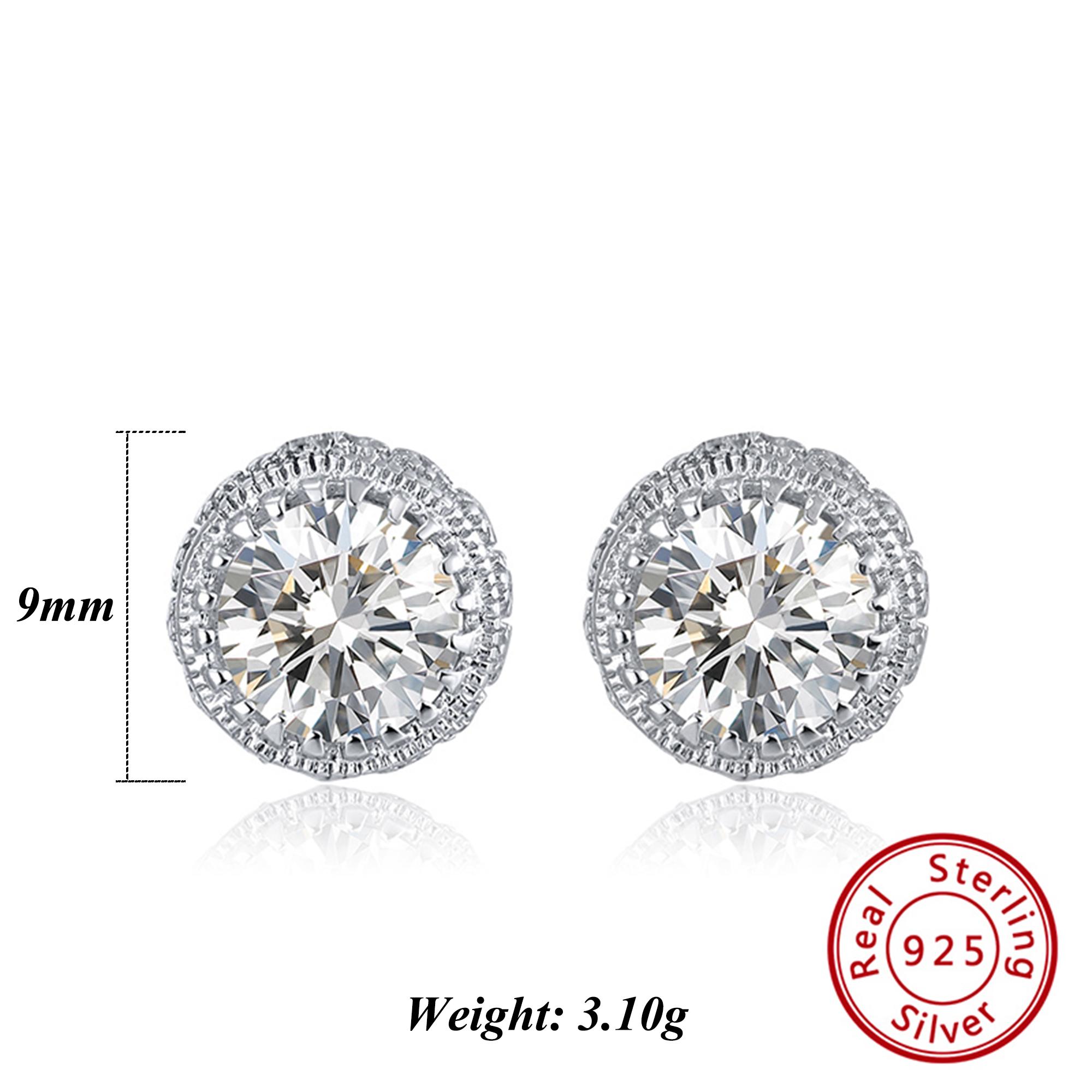 

Effie Queen Brilliant Round Cut Cubic Zirconia Stud Earrings 925 Sterling Silver Versatile Gift CZ Earring Classic Jewelry SE231 серебряный