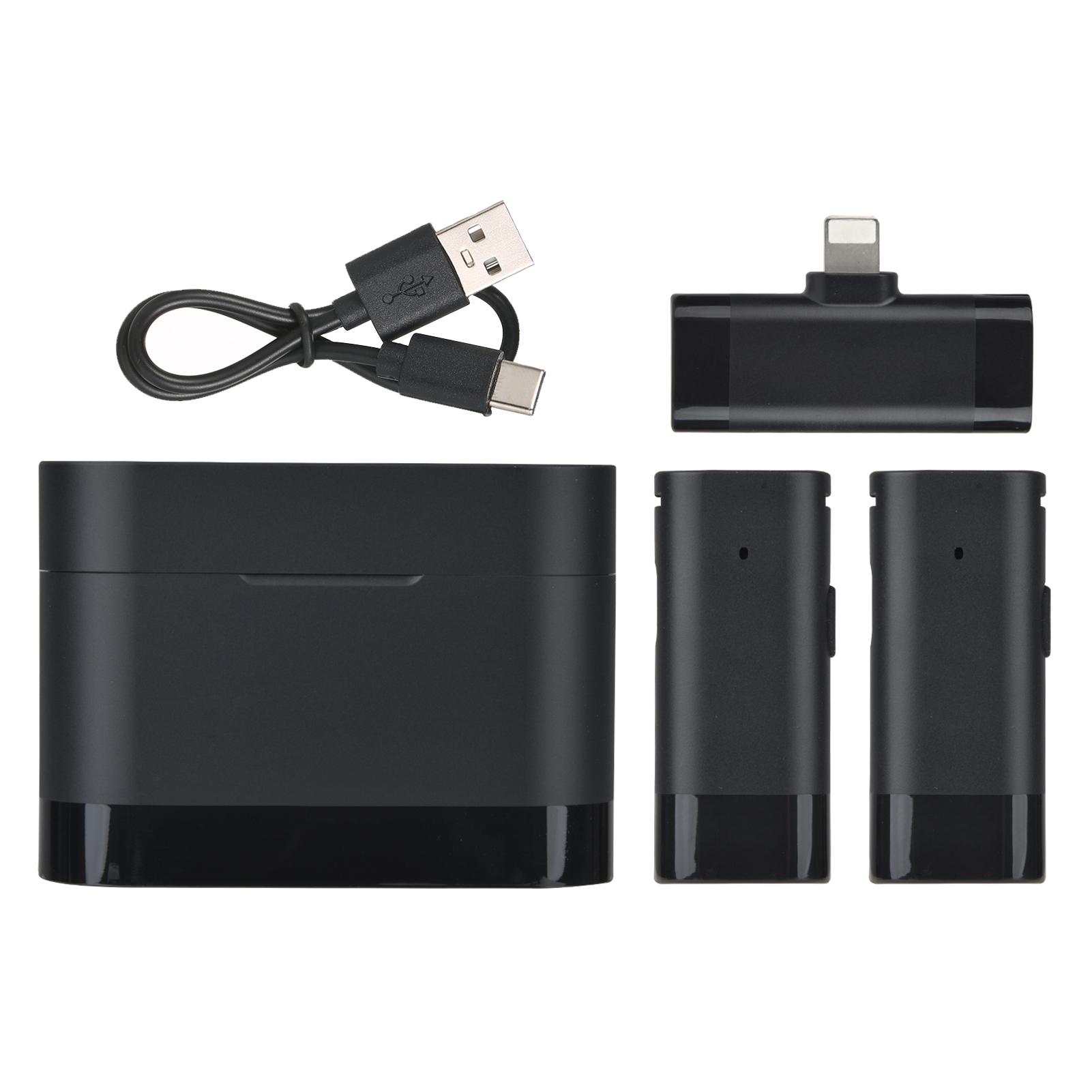 

Беспроводной микрофон-клипса Беспроводной микрофонный приемник и 2 передатчика с зарядным устройством для Type-C iOS Interface