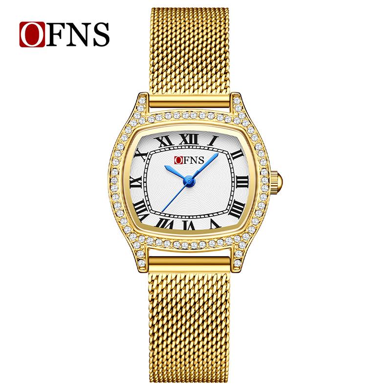 Retro Rhinestone Inlaid Roman Numerals Square Ladies Fashion Watch