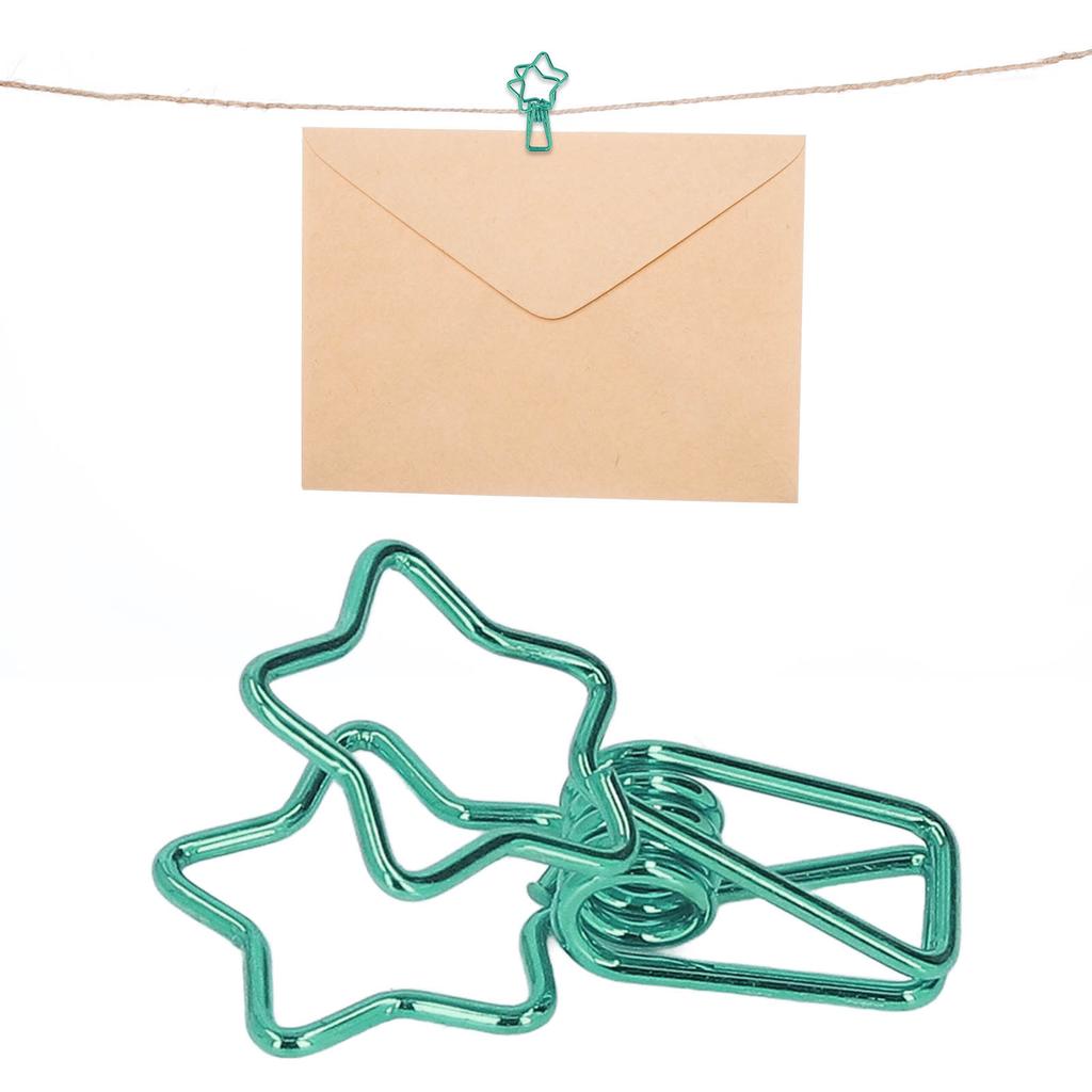 100pcs Star   Clips for Student Cute Cartoon Strong Clamping Force Sturdy Metal Paper Clamps for Account Tickets