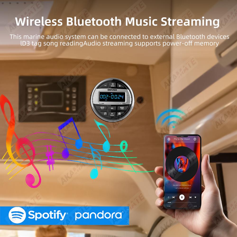 For RV Radio MP3 Media Player Boat Radio Stereo EQ Bluetooth Audio Radio FM AM Receiver Fit for Yacht ATV UTV SPA RZR