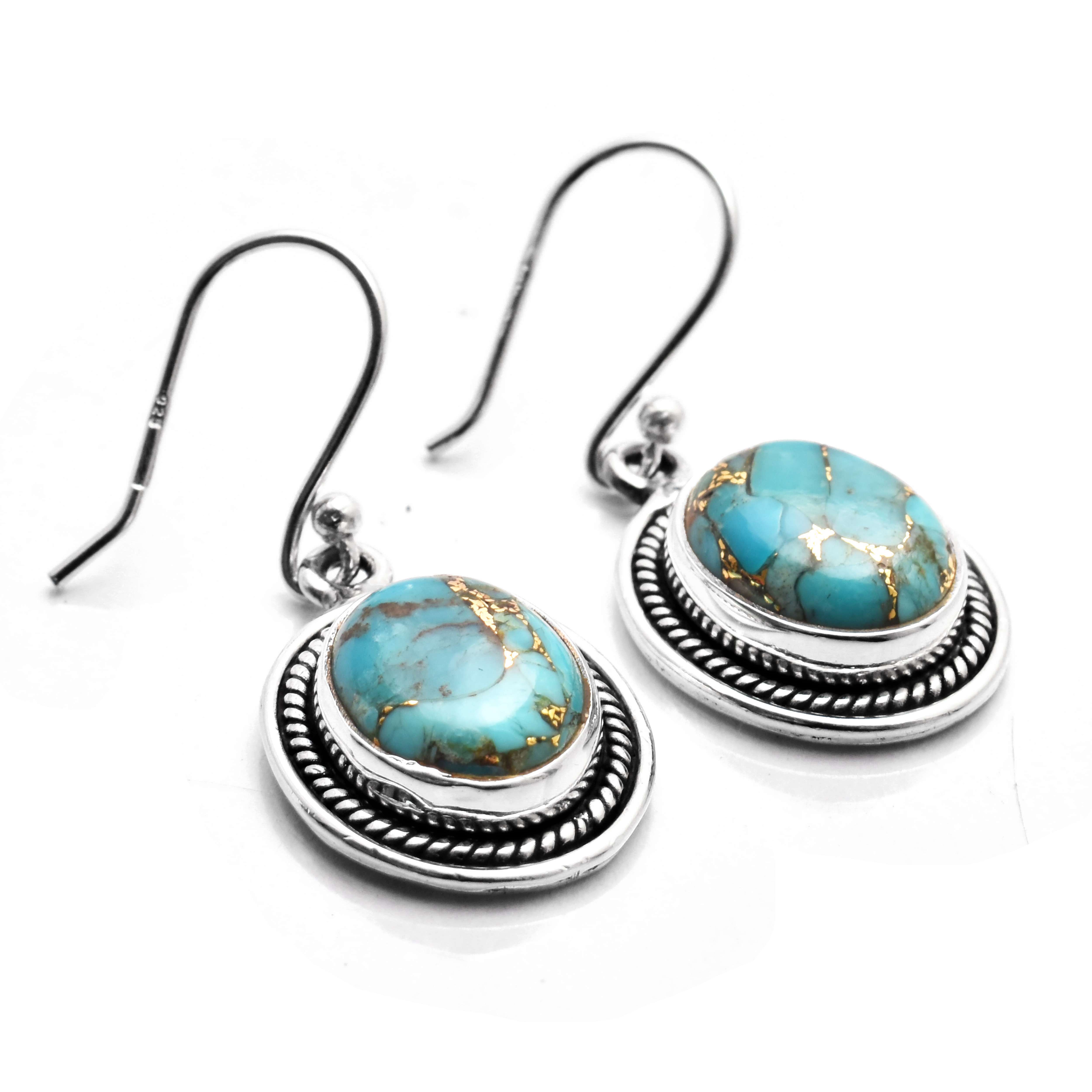 

Turquoise Gemstone Earrings Solid 925 Sterling Silver Handmade Earrings Jewelry Gift For Women And Girls E-3566