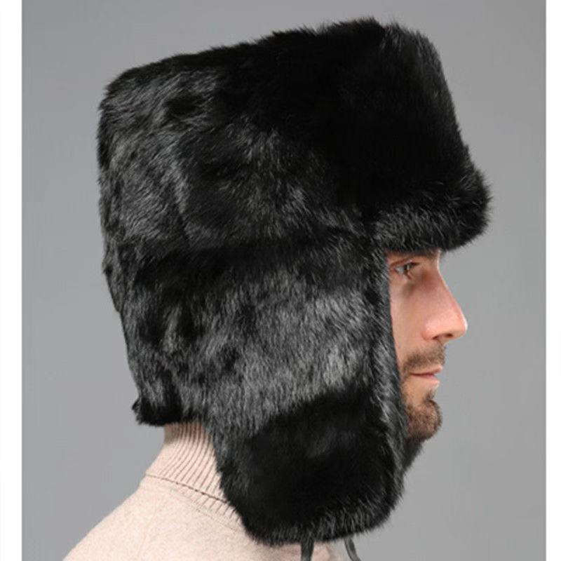 Men's Winter Faux Rabbit Fur Lei Feng Hat with Ear Protection - Warm, Thickened for Elderly and Outdoor Use