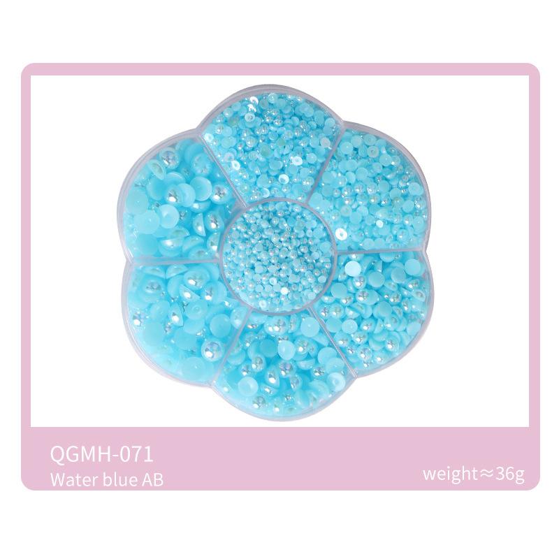 Nail Art Jewelry 7 Grid Plum Blossom Abs Semi-Round Flat Bottom Nail Art Pearl Nail Art Decoration Mixed