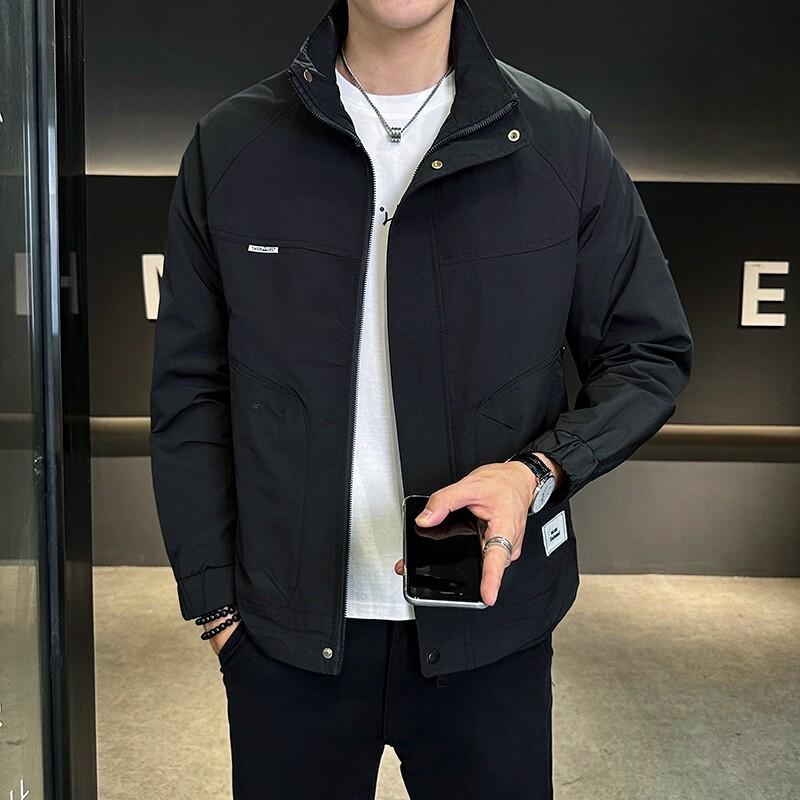 New Men's Jacket Spring and Autumn Casual Handsome Stand-up Collar Jacket Korean Style Versatile Simple Workwear Trendy Jacket Men
