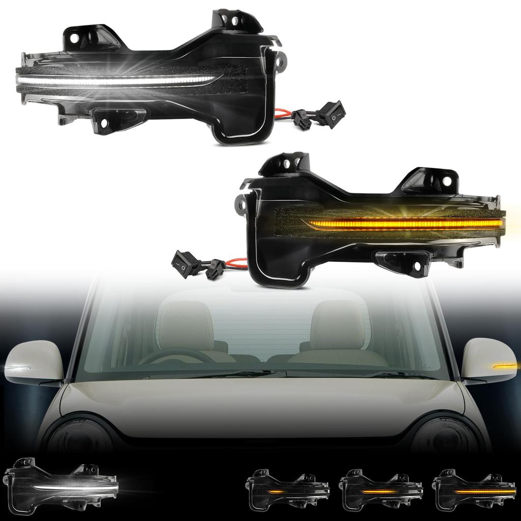 GemPro LED Door Mirror Turn Signals with Sequential Flowing Smoked Lenses for Honda Fit Shuttle Grace Odyssey and Vezel Hybrid Set of Vehicle