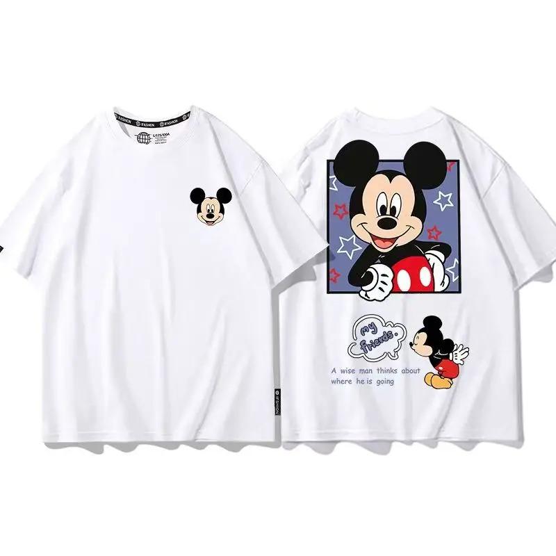 Disney Oboustranné Kreslené Tričko Mickey Mouse Unisex Oversized Streetwear Ležérní Krátký Rukáv Pohodlné Slavná Trička