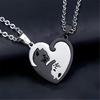 Unique Matching Kitten Necklace Titanium Steel Couple Jewelry with Secure Clasp 3.2cm Pendant Size for Daily Wear Gifting