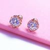 Klassische 585 Purpurgold-Schraubohrstecker mit eingelegtem weißem Kristall, exquisite 14 Karat Roségold-Ohrringe für Frauen, schlichter kreativer Schmuck