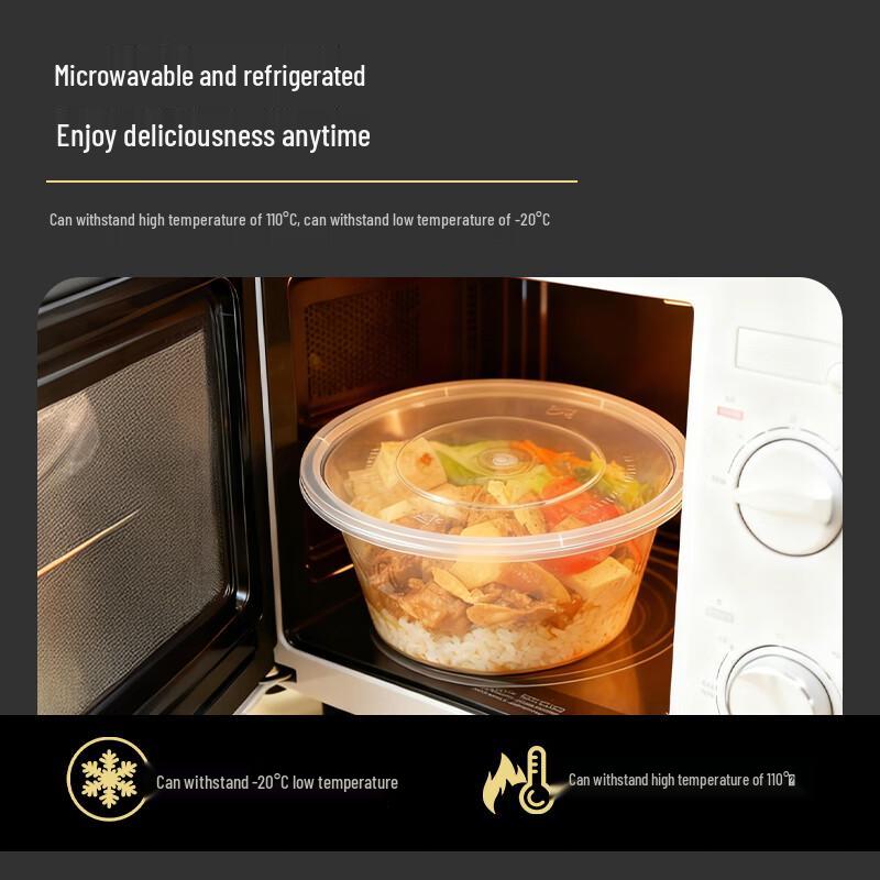 Kangjiejiaxin 1750ml Round Disposable Food Containers with Lids (200 Sets)