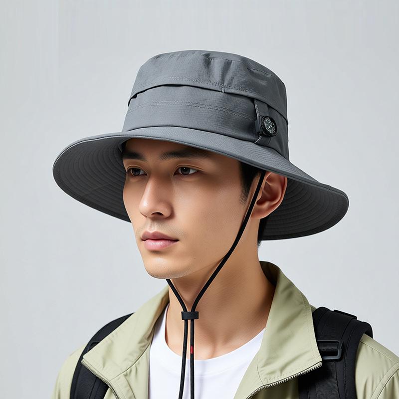Summer Outdoor Mountaineering with Compass Fisherman Hat Waterproof Quick-Drying Foldable Men's Sunshade Sunscreen Hat
