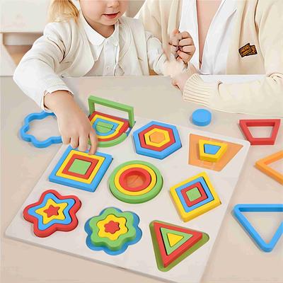 Educational Children's Geometric Shape Modeling Cognitive Matching Board Digital Enlightenment Equal Learning Puzzle Wooden Education toys,Christmas