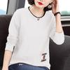 Embroidered Pocket Long Sleeve T-shirt Women's Spring Autumn Large Size Women's Splicing Bottom Shirt Top