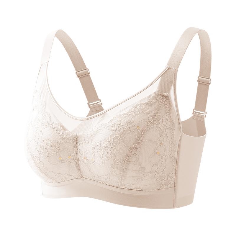 Traceless lace large size maintenance adjustment underwear women's light and cool full cup bra cover