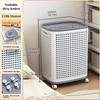 Foldable Medium Large White Laundry Baskets with Lid White Multi-Functional Portable Dirty Clothes Hamper with Wheels