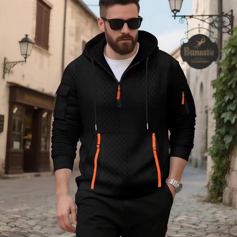 Jesień i Zima 2026 Nowa Bluza z Kapturem Pulower Kieszeń na Zamek Casualowy Sportowy Top
