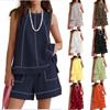 Women's Casual Sleeveless Crop Top and Loose Shorts Two Piece Set Multi Color
