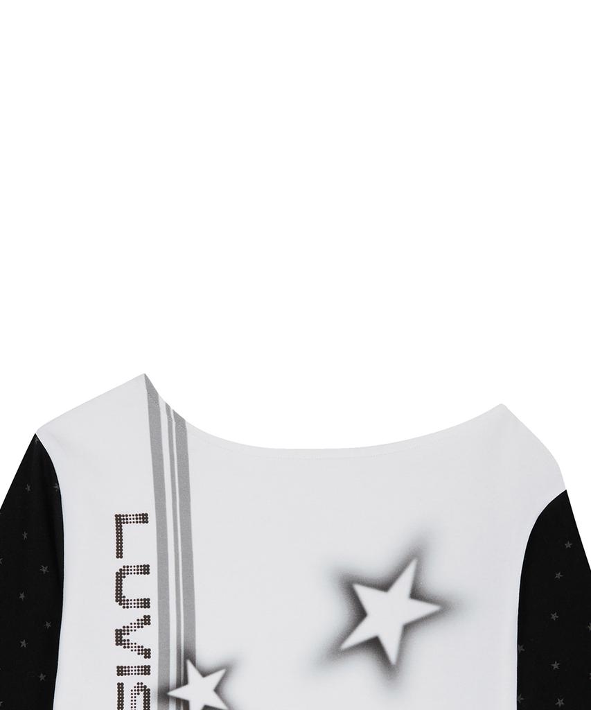 LUVISTRUE El Star Fairy One-Shoulder Tee(White)