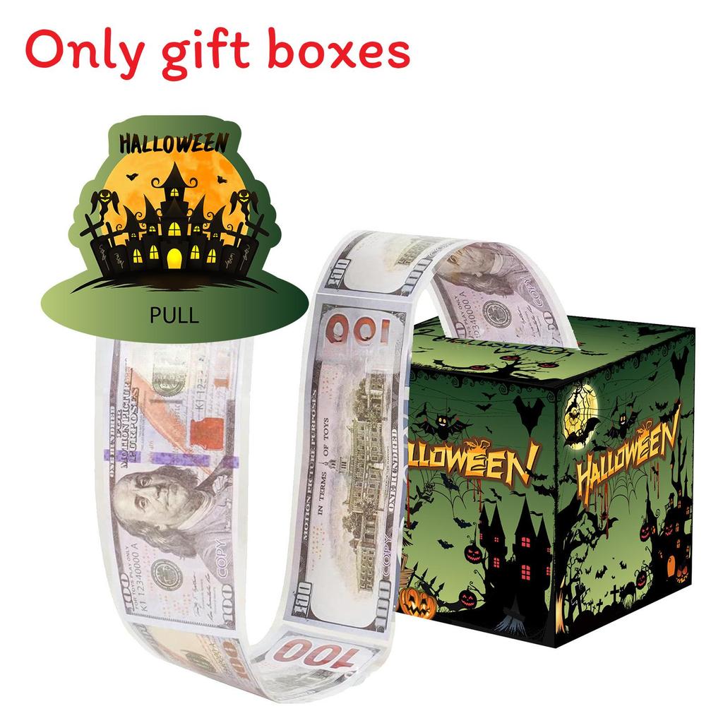 

Halloween Box Gift Scene With Pumpkin Cat Castle Design For Festival Decor Green