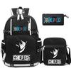 3Pcs/set Anime One Piece Washable Backpack for Teenager Girl Boy Computer Knapsack Back To School Lightweight Book Bag Men Women Travel Bag Rucksack