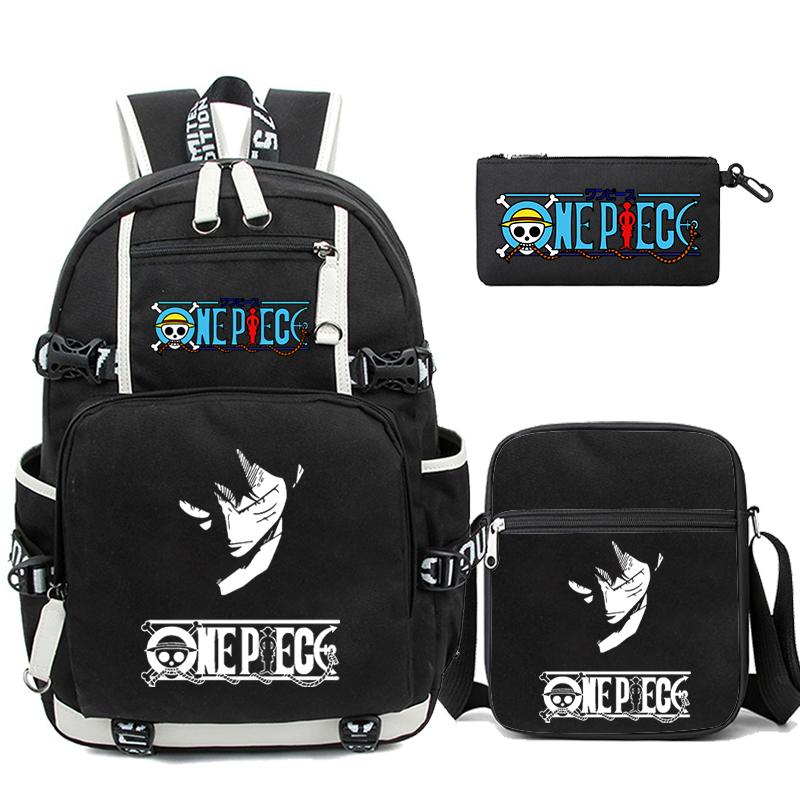 3Pcs/set Anime One Piece Washable Backpack for Teenager Girl Boy Computer Knapsack Back To School Lightweight Book Bag Men Women Travel Bag Rucksack