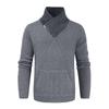 European And American Men's Knitting Pullover Hooded Top Slim Button Sweater