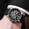 Men'S Waterproof Quartz Silicone Watch Fake Three Eyes Decorative Quartz Movement Men'S Watch Batch