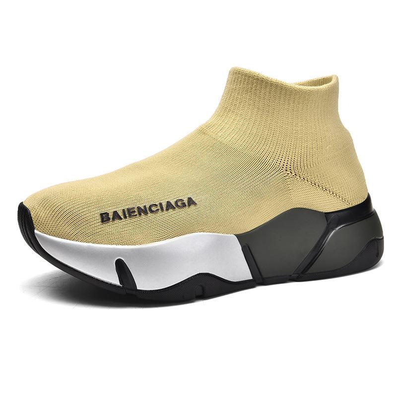 Spring and Autumn New European and American Round Head Thick Bottom Shallow Mouth Flying Weaving Elastic Sports Low Top Large Size Women's Shoes